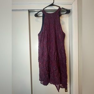 Maroon and Navy Alya Halter Dress